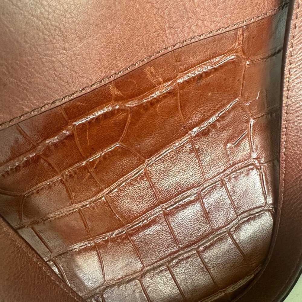 Gorgeous FOSSIL LARGE Brown Croc-Embossed Leather Tote & Wallet Combo ! - Picture 13 of 15